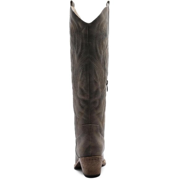 ⚡Women's Brown The Western Cowboy Cowgirl Embroidered Knee High Boots - Picture 6 of 8